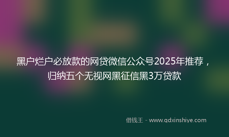 黑户烂户必放款的网贷微信公众号2025年推荐，归纳五个无视网黑征信黑3万贷款