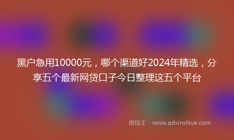 黑户急用10000元，哪个渠道好2024年精选，分享五个最新网贷口子今日整理这五个平台