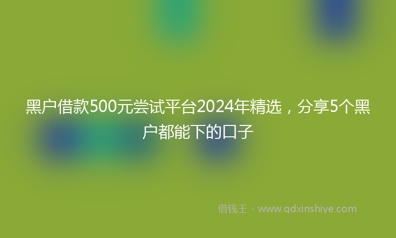 黑户借款500元尝试平台2024年精选，分享5个黑户都能下的口子
