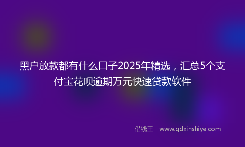 黑户放款都有什么口子2025年精选，汇总5个支付宝花呗逾期万元快速贷款软件