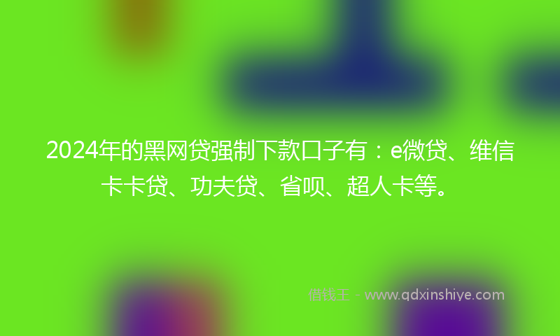2024年的黑网贷强制下款口子有：e微贷、维信卡卡贷、功夫贷、省呗、超人卡等。