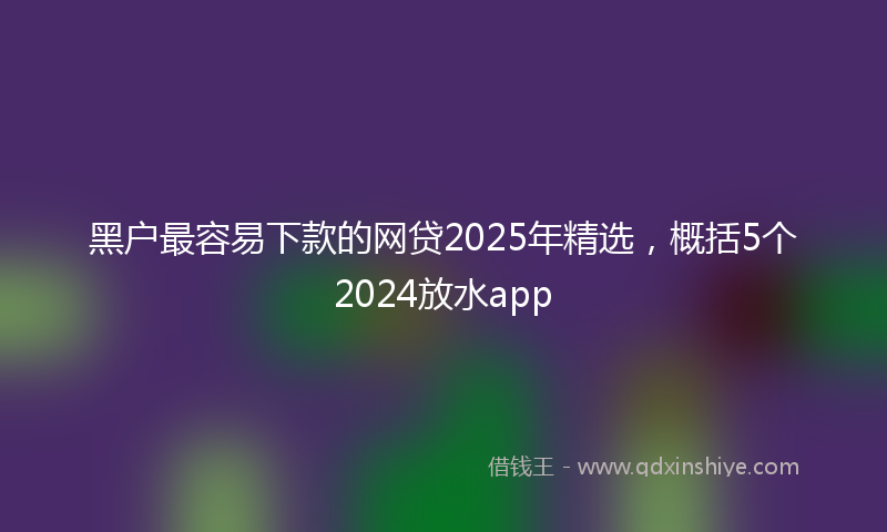 黑户最容易下款的网贷2025年精选，概括5个2024放水app