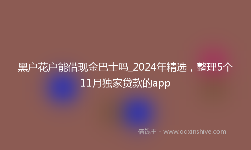 黑户花户能借现金巴士吗_2024年精选，整理5个11月独家贷款的app