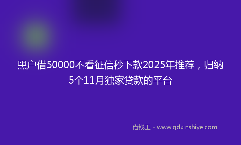 黑户借50000不看征信秒下款2025年推荐，归纳5个11月独家贷款的平台