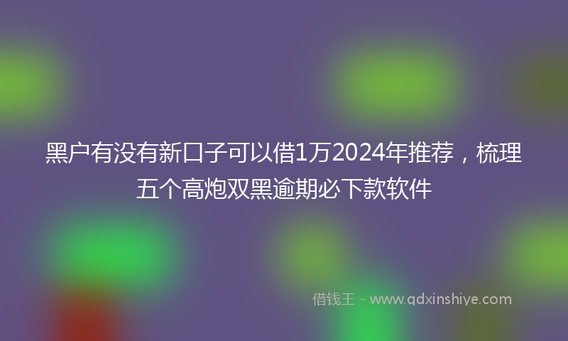 黑户有没有新口子可以借1万2024年推荐，梳理五个高炮双黑逾期必下款软件