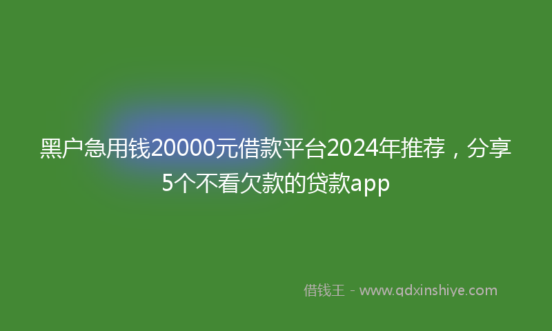 黑户急用钱20000元借款平台2024年推荐，分享5个不看欠款的贷款app