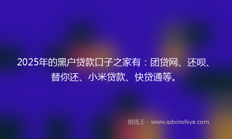 2025年的黑户贷款口子之家有：团贷网、还呗、替你还、小米贷款、快贷通等。