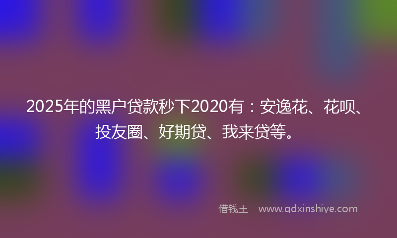 2025年的黑户贷款秒下2020有：安逸花、花呗、投友圈、好期贷、我来贷等。