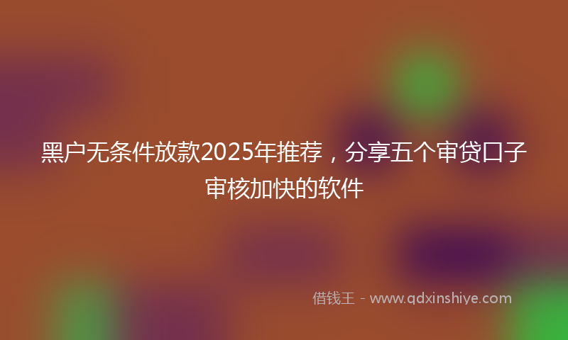 黑户无条件放款2025年推荐，分享五个审贷口子审核加快的软件