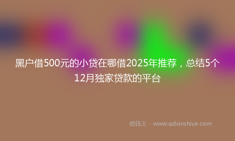 黑户借500元的小贷在哪借2025年推荐，总结5个12月独家贷款的平台
