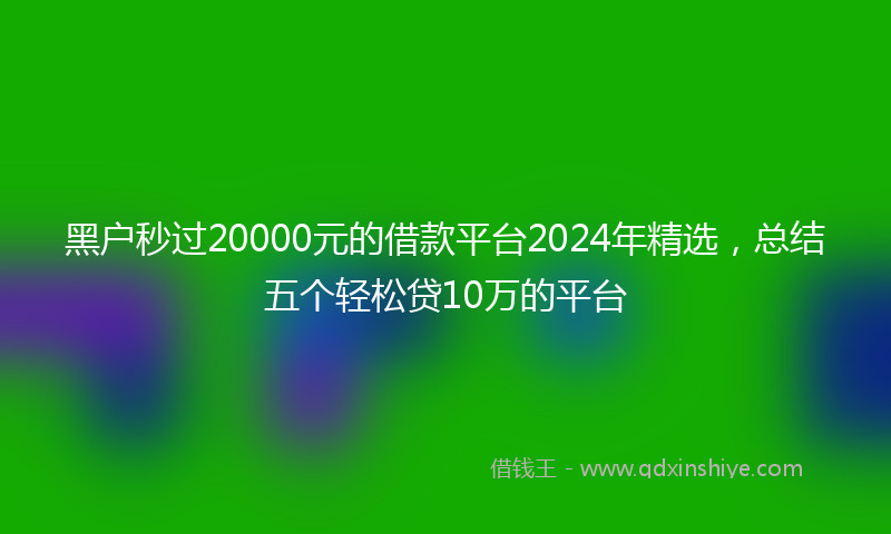 黑户秒过20000元的借款平台2024年精选，总结五个轻松贷10万的平台