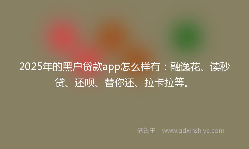 2025年的黑户贷款app怎么样有：融逸花、读秒贷、还呗、替你还、拉卡拉等。