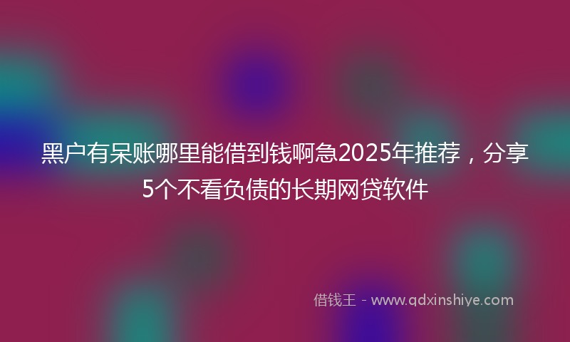 黑户有呆账哪里能借到钱啊急2025年推荐，分享5个不看负债的长期网贷软件