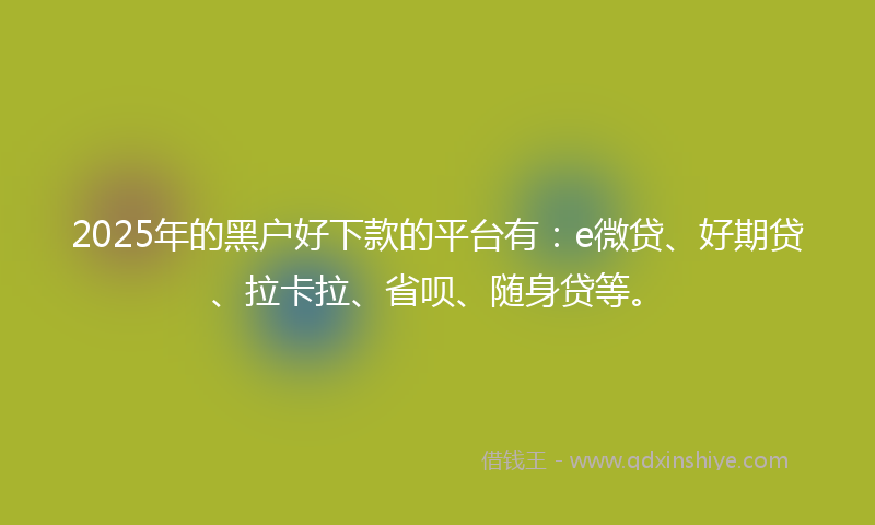 2025年的黑户好下款的平台有：e微贷、好期贷、拉卡拉、省呗、随身贷等。