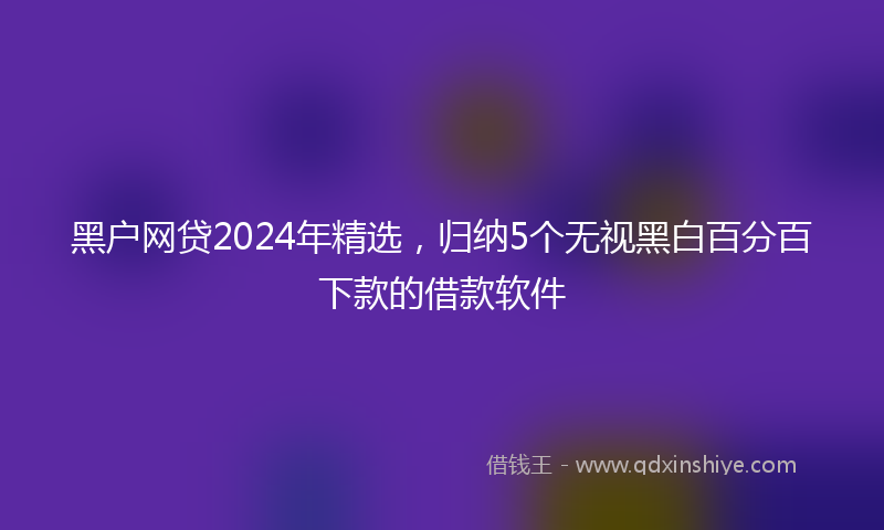 黑户网贷2024年精选，归纳5个无视黑白百分百下款的借款软件