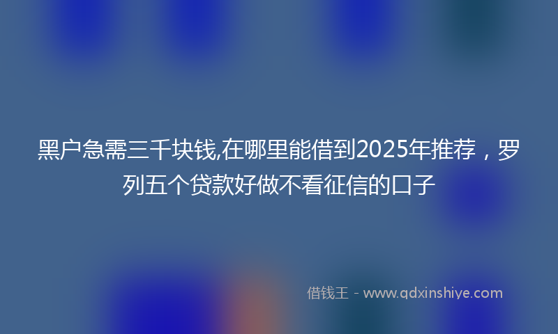 黑户急需三千块钱,在哪里能借到2025年推荐，罗列五个贷款好做不看征信的口子