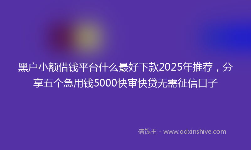 黑户小额借钱平台什么最好下款2025年推荐，分享五个急用钱5000快审快贷无需征信口子