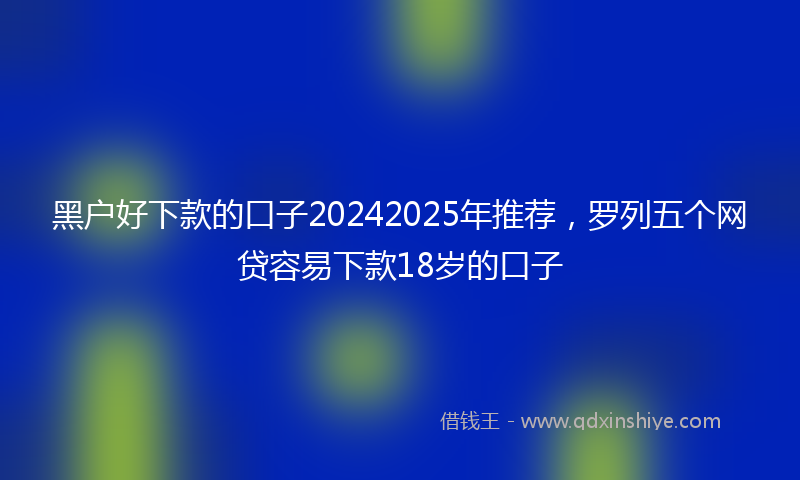 黑户好下款的口子20242025年推荐，罗列五个网贷容易下款18岁的口子