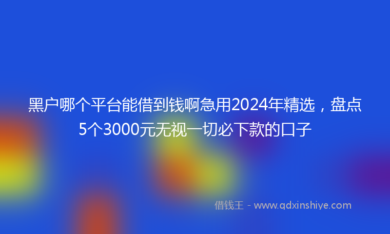 黑户哪个平台能借到钱啊急用2024年精选，盘点5个3000元无视一切必下款的口子