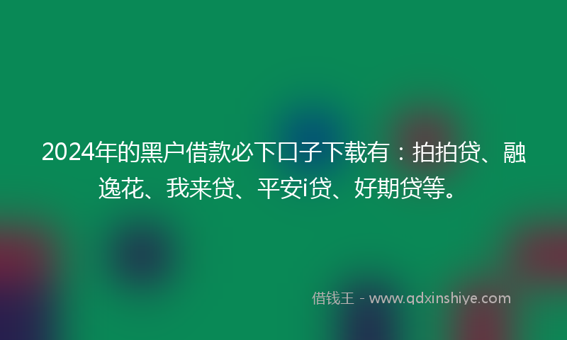 2024年的黑户借款必下口子下载有：拍拍贷、融逸花、我来贷、平安i贷、好期贷等。