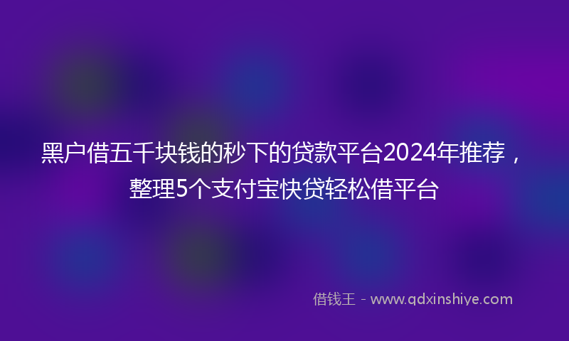 黑户借五千块钱的秒下的贷款平台2024年推荐，整理5个支付宝快贷轻松借平台