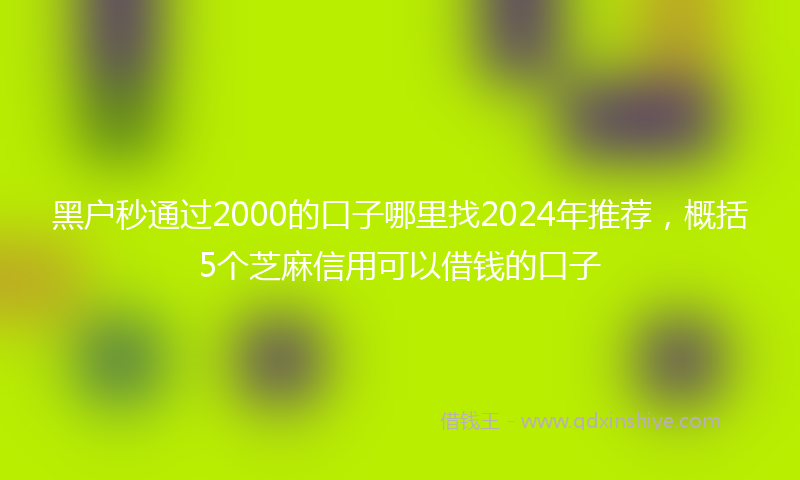 黑户秒通过2000的口子哪里找2024年推荐，概括5个芝麻信用可以借钱的口子