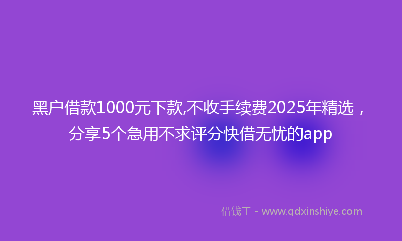 黑户借款1000元下款,不收手续费2025年精选，分享5个急用不求评分快借无忧的app