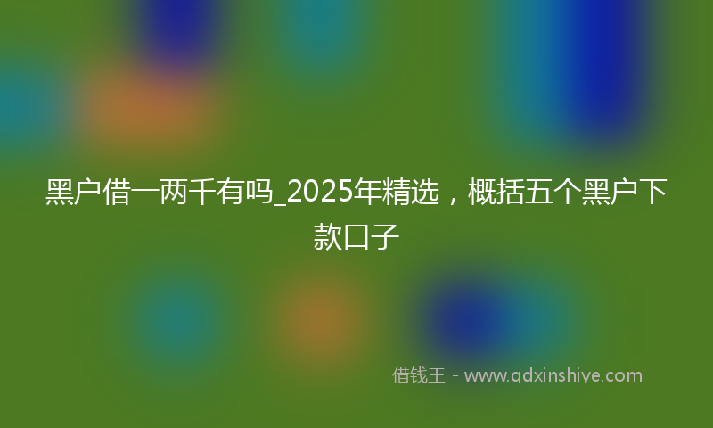 黑户借一两千有吗_2025年精选，概括五个黑户下款口子