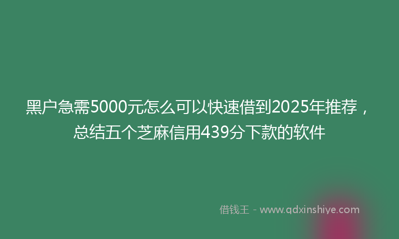 黑户急需5000元怎么可以快速借到2025年推荐，总结五个芝麻信用439分下款的软件