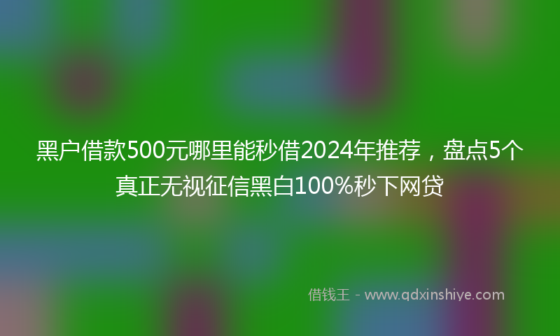 黑户借款500元哪里能秒借2024年推荐，盘点5个真正无视征信黑白100%秒下网贷