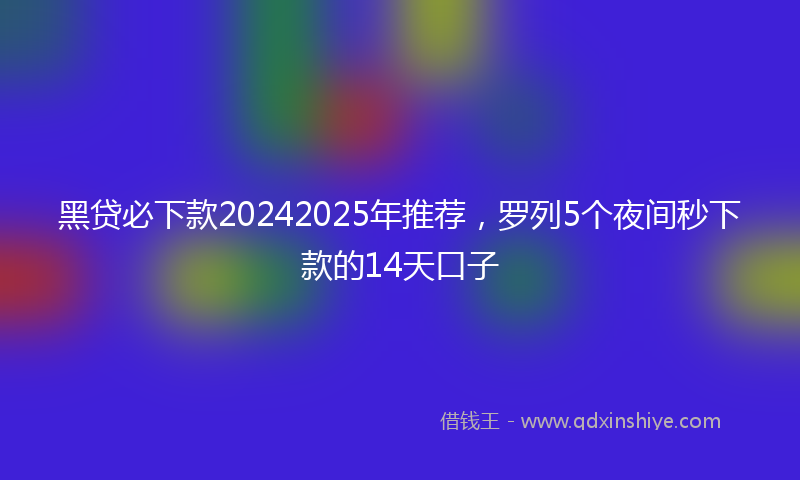 黑贷必下款20242025年推荐，罗列5个夜间秒下款的14天口子