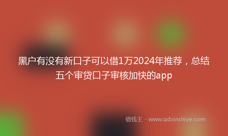 黑户有没有新口子可以借1万2024年推荐，总结五个审贷口子审核加快的app