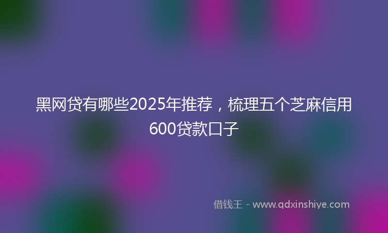 黑网贷有哪些2025年推荐，梳理五个芝麻信用600贷款口子