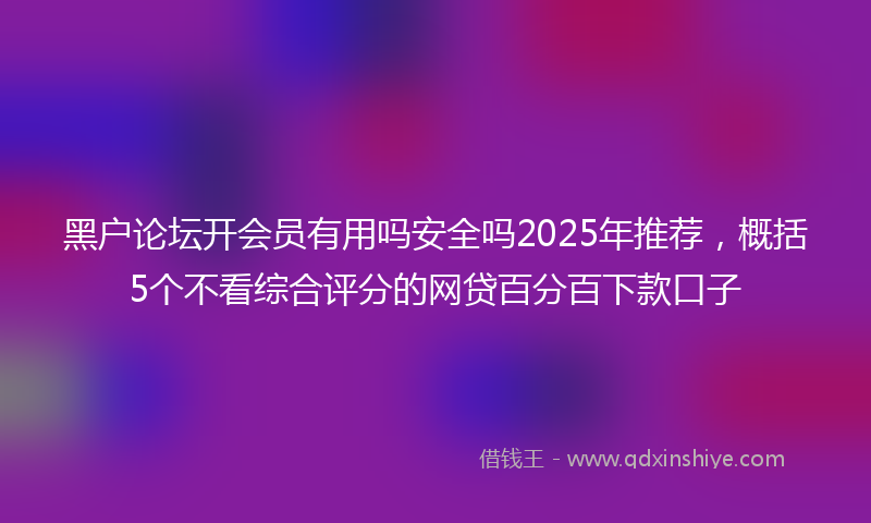 黑户论坛开会员有用吗安全吗2025年推荐，概括5个不看综合评分的网贷百分百下款口子