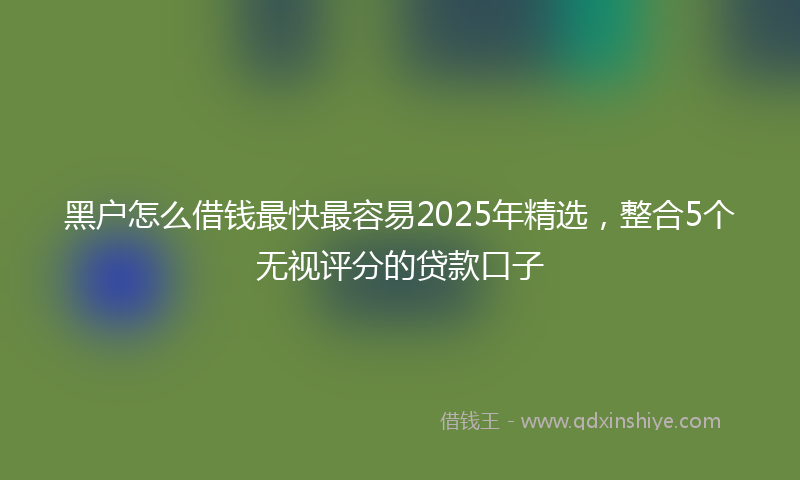 黑户怎么借钱最快最容易2025年精选，整合5个无视评分的贷款口子