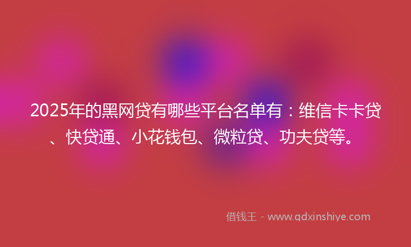 2025年的黑网贷有哪些平台名单有：维信卡卡贷、快贷通、小花钱包、微粒贷、功夫贷等。