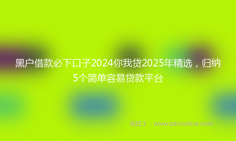 黑户借款必下口子2024你我贷2025年精选，归纳5个简单容易贷款平台