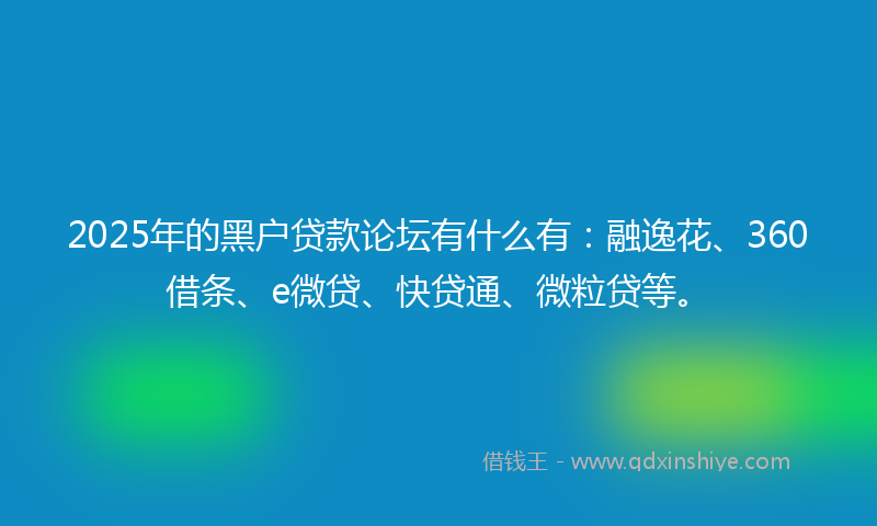 2025年的黑户贷款论坛有什么有：融逸花、360借条、e微贷、快贷通、微粒贷等。