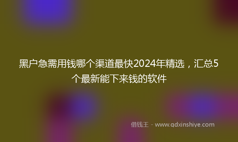 黑户急需用钱哪个渠道最快2024年精选，汇总5个最新能下来钱的软件