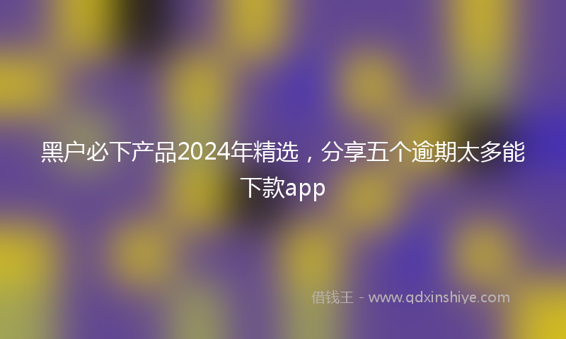 黑户必下产品2024年精选，分享五个逾期太多能下款app