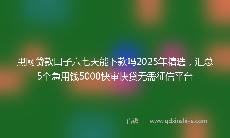 黑网贷款口子六七天能下款吗2025年精选，汇总5个急用钱5000快审快贷无需征信平台