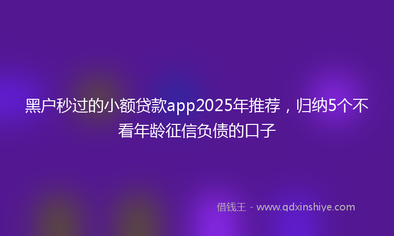 黑户秒过的小额贷款app2025年推荐，归纳5个不看年龄征信负债的口子
