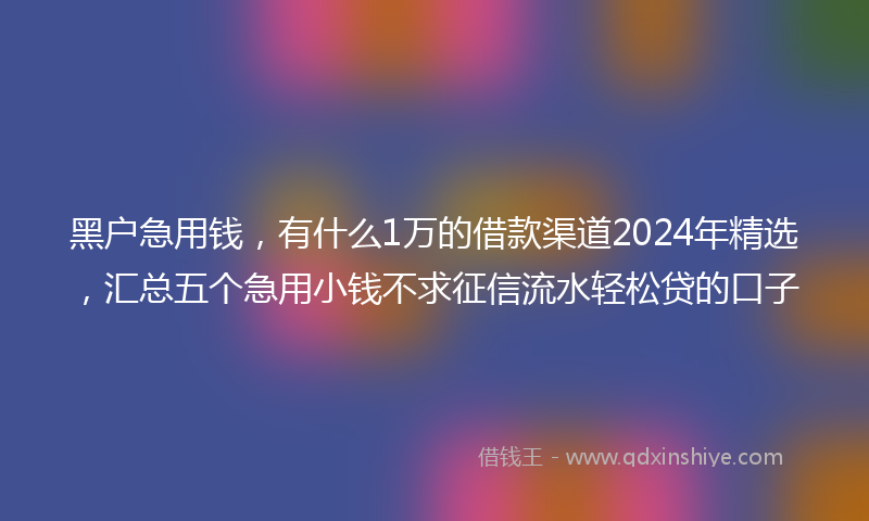 黑户急用钱，有什么1万的借款渠道2024年精选，汇总五个急用小钱不求征信流水轻松贷的口子