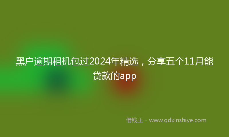黑户逾期租机包过2024年精选，分享五个11月能贷款的app