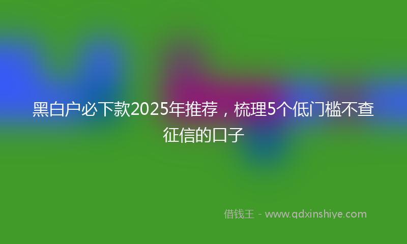 黑白户必下款2025年推荐，梳理5个低门槛不查征信的口子