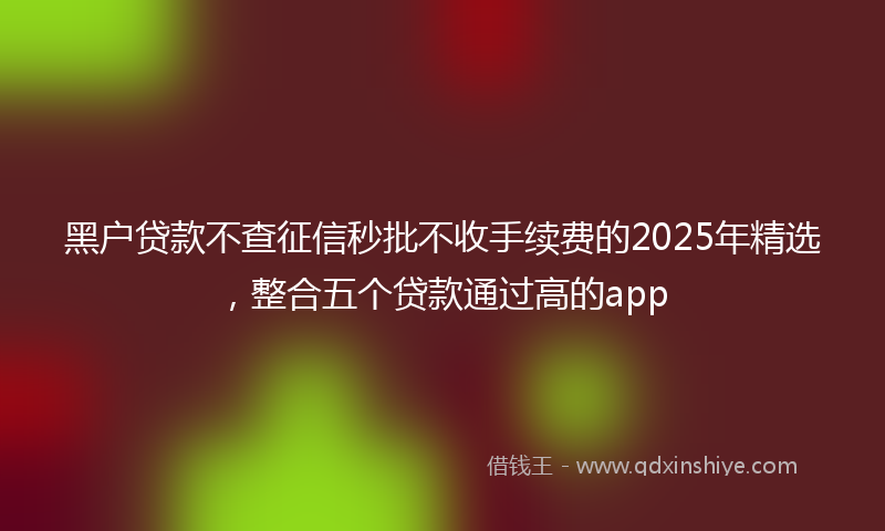 黑户贷款不查征信秒批不收手续费的2025年精选，整合五个贷款通过高的app