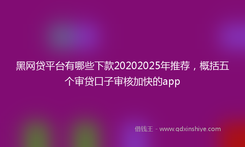 黑网贷平台有哪些下款20202025年推荐，概括五个审贷口子审核加快的app