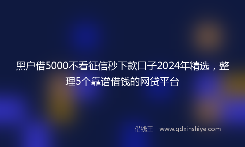 黑户借5000不看征信秒下款口子2024年精选，整理5个靠谱借钱的网贷平台