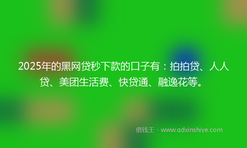 2025年的黑网贷秒下款的口子有：拍拍贷、人人贷、美团生活费、快贷通、融逸花等。