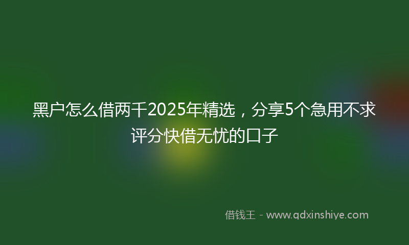 黑户怎么借两千2025年精选，分享5个急用不求评分快借无忧的口子